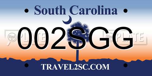 002SGG South Carolina License Plate