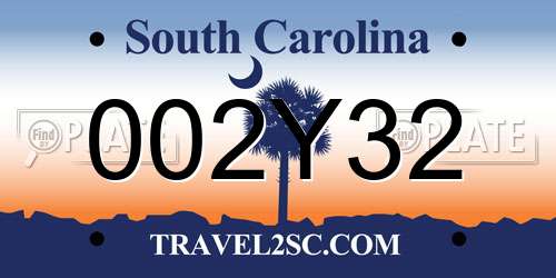 002Y32 South Carolina License Plate