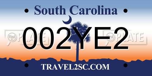 002YE2 South Carolina License Plate