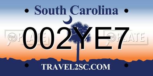 002YE7 South Carolina License Plate