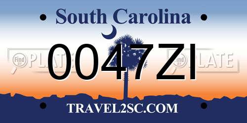 0047ZI South Carolina License Plate