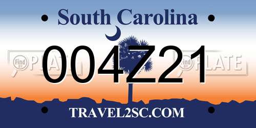 004Z21 South Carolina License Plate