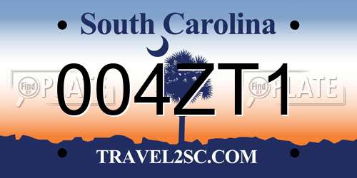 004ZT1 South Carolina License Plate