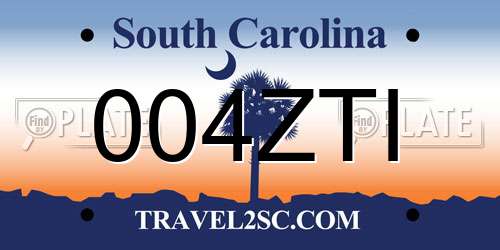 004ZTI South Carolina License Plate