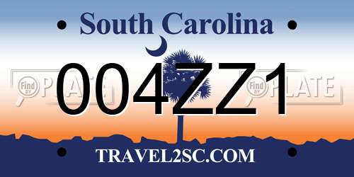 004ZZ1 South Carolina License Plate