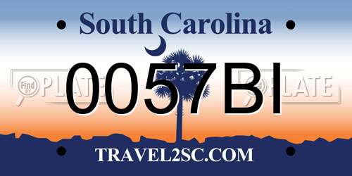 0057BI South Carolina License Plate