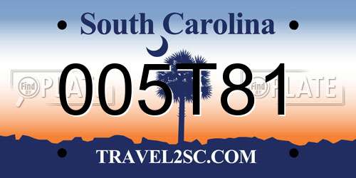 005T81 South Carolina License Plate