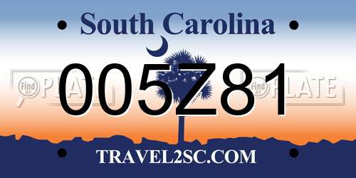 005Z81 South Carolina License Plate