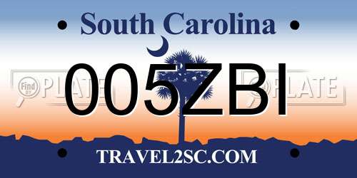 005ZBI South Carolina License Plate