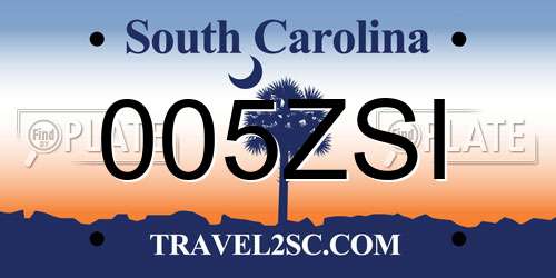 005ZSI South Carolina License Plate