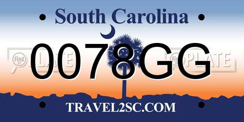 0078GG South Carolina License Plate