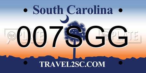 007SGG South Carolina License Plate