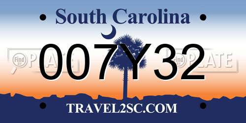007Y32 South Carolina License Plate