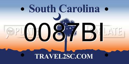 0087BI South Carolina License Plate