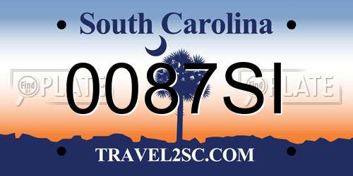 0087SI South Carolina License Plate