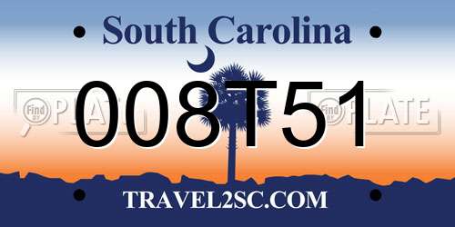 008T51 South Carolina License Plate
