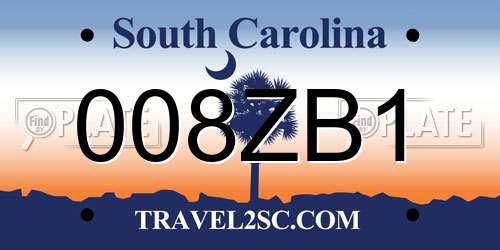 008ZB1 South Carolina License Plate