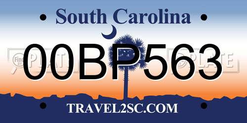 00BP563 South Carolina License Plate