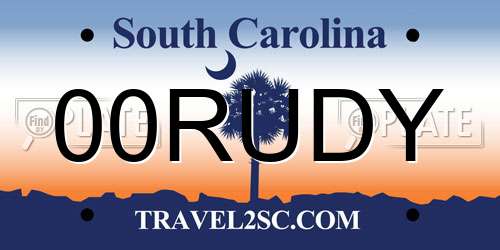 00RUDY South Carolina License Plate