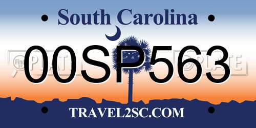 00SP563 South Carolina License Plate
