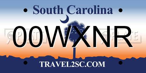 00WXNR South Carolina License Plate