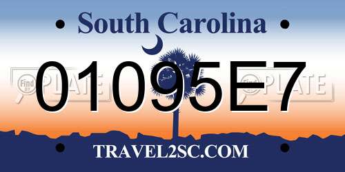 01095E7 South Carolina License Plate