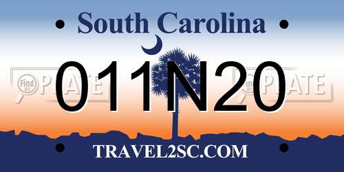 011N20 South Carolina License Plate