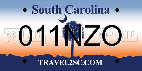 011NZO South Carolina License Plate