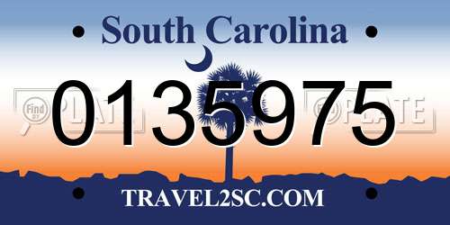 0135975 South Carolina License Plate