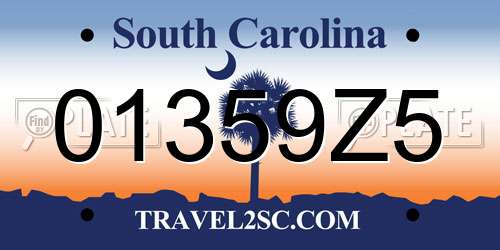 01359Z5 South Carolina License Plate