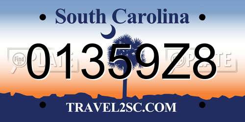 01359Z8 South Carolina License Plate