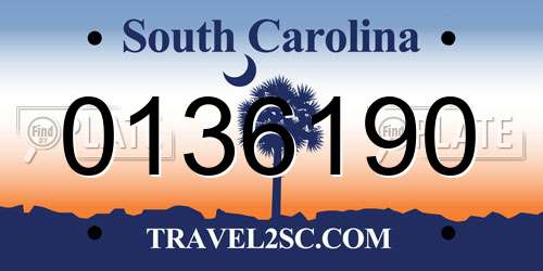 0136190 South Carolina License Plate