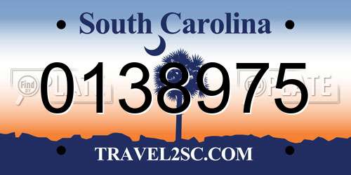 0138975 South Carolina License Plate
