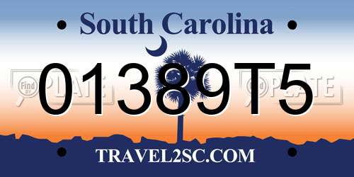 01389T5 South Carolina License Plate