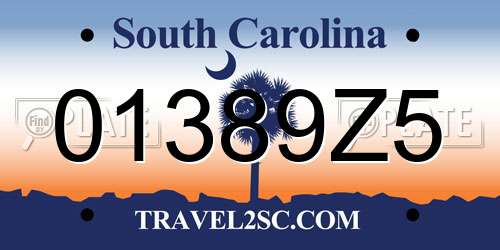 01389Z5 South Carolina License Plate