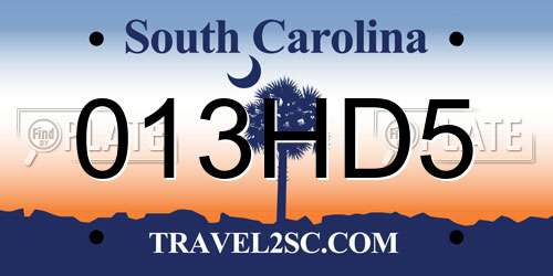 013HD5 South Carolina License Plate