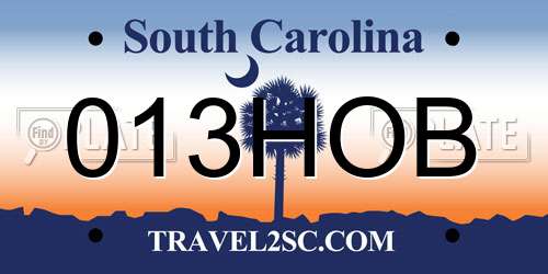 013HOB South Carolina License Plate