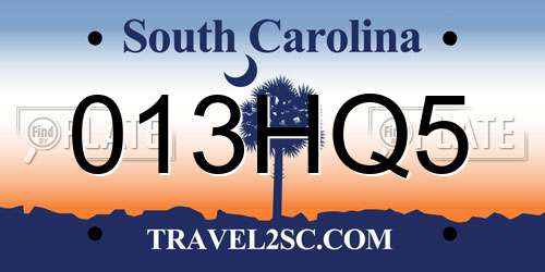 013HQ5 South Carolina License Plate