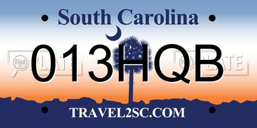 013HQB South Carolina License Plate