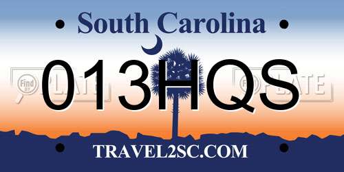 013HQS South Carolina License Plate