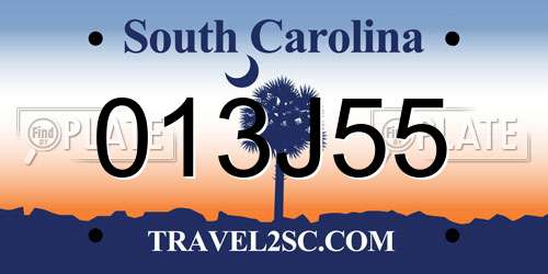 013J55 South Carolina License Plate