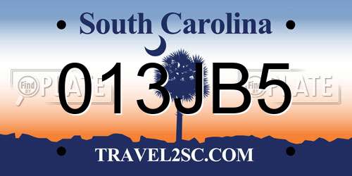 013JB5 South Carolina License Plate
