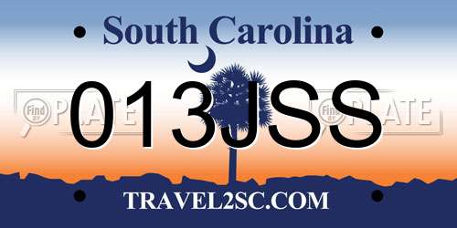 013JSS South Carolina License Plate