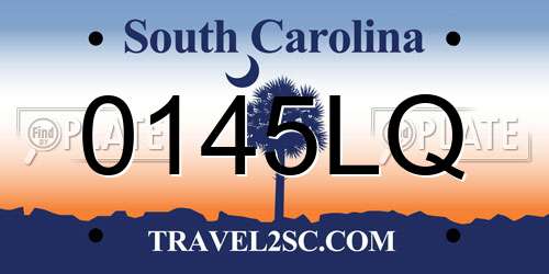 0145LQ South Carolina License Plate