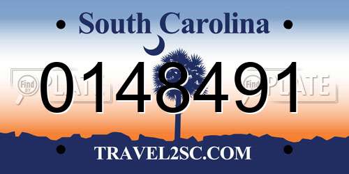 0148491 South Carolina License Plate