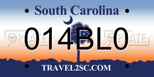 014BL0 South Carolina License Plate