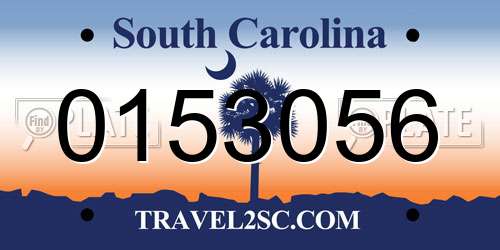 0153056 South Carolina License Plate