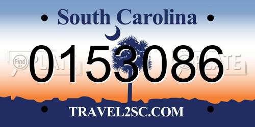 0153086 South Carolina License Plate