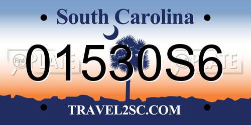 01530S6 South Carolina License Plate