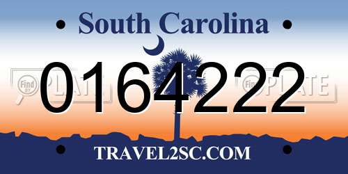 0164222 South Carolina License Plate